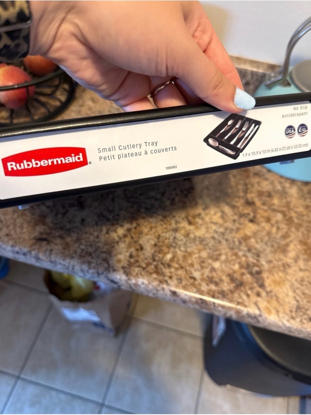 Rubbermaid Black Small Cutlery Tray Organizer